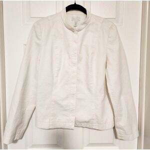 Charter Club Woman's White Waffle Texture Jacket size 16